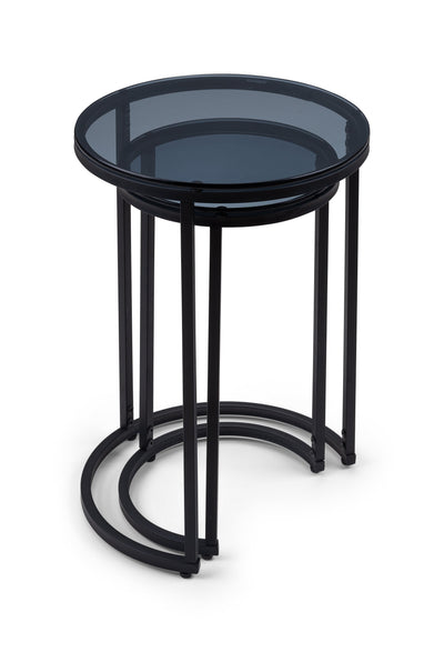 Chicago Round Nesting Side Tables Smoked Glass – Julian Bowen, view 2