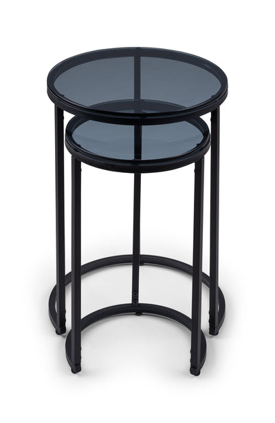 Chicago Round Nesting Side Tables Smoked Glass – Julian Bowen, view 4