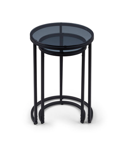 Chicago Round Nesting Side Tables Smoked Glass – Julian Bowen, view 3