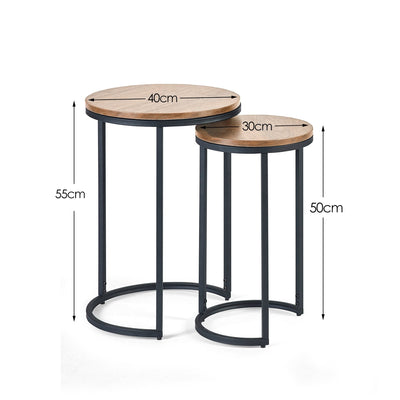 Tribeca Round Nesting Side Tables Sonoma Oak – Julian Bowen, view 2