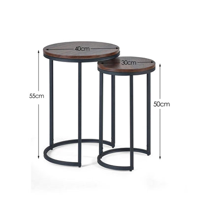 Tribeca Round Nesting Side Tables Walnut – Julian Bowen, view 2