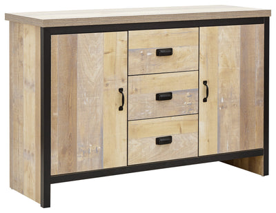 GFW Sideboard Boston 2 Door 3 Drawer Sideboard Oak Bed Kings