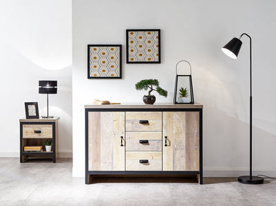GFW Sideboard Boston 2 Door 3 Drawer Sideboard Oak Bed Kings