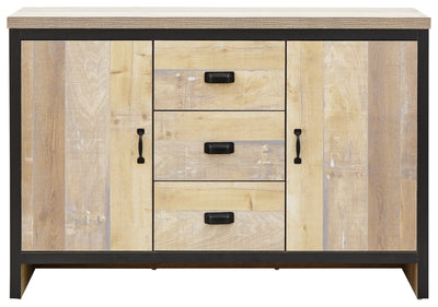 GFW Sideboard Boston 2 Door 3 Drawer Sideboard Oak Bed Kings