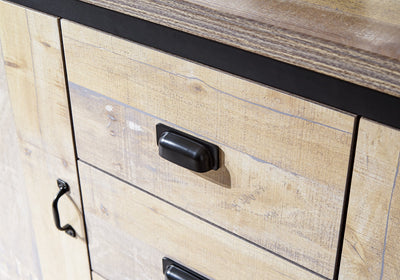 GFW Sideboard Boston 2 Door 3 Drawer Sideboard Oak Bed Kings