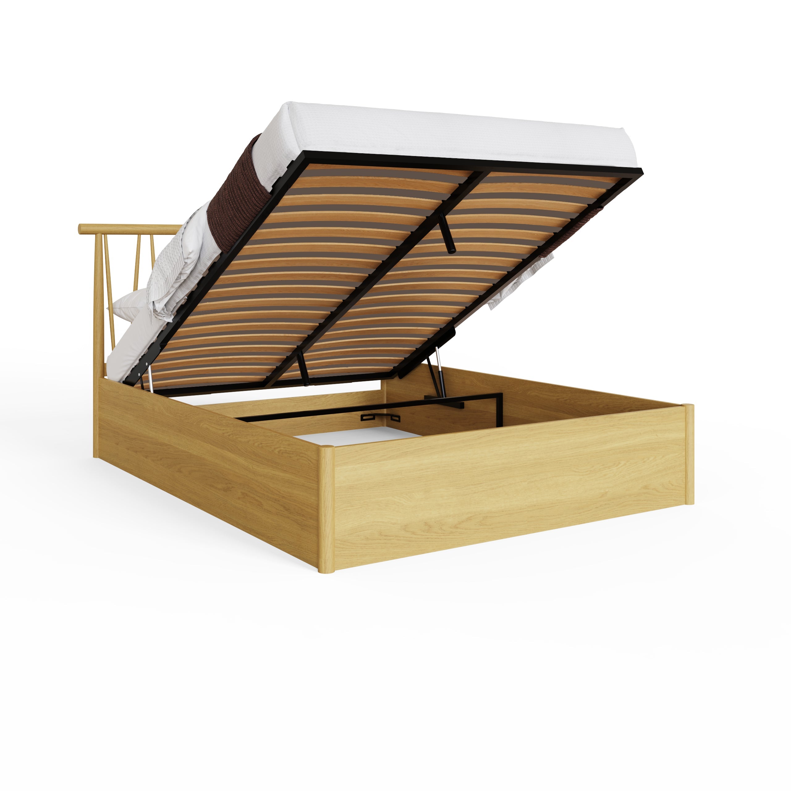 Fusum Spindle Ottoman Bed - Oak – GFW, view 22