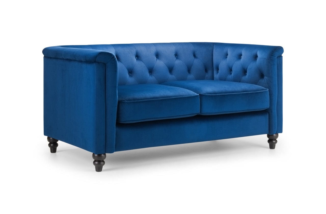 Julian Bowen Sofa Sandringham 2 Seater Sofa - Blue Velvet Bed Kings