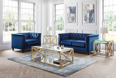 Julian Bowen Sofa Sandringham 2 Seater Sofa - Blue Velvet Bed Kings
