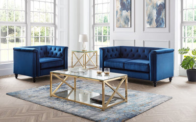 Julian Bowen Sofa Sandringham 2 Seater Sofa - Blue Velvet Bed Kings
