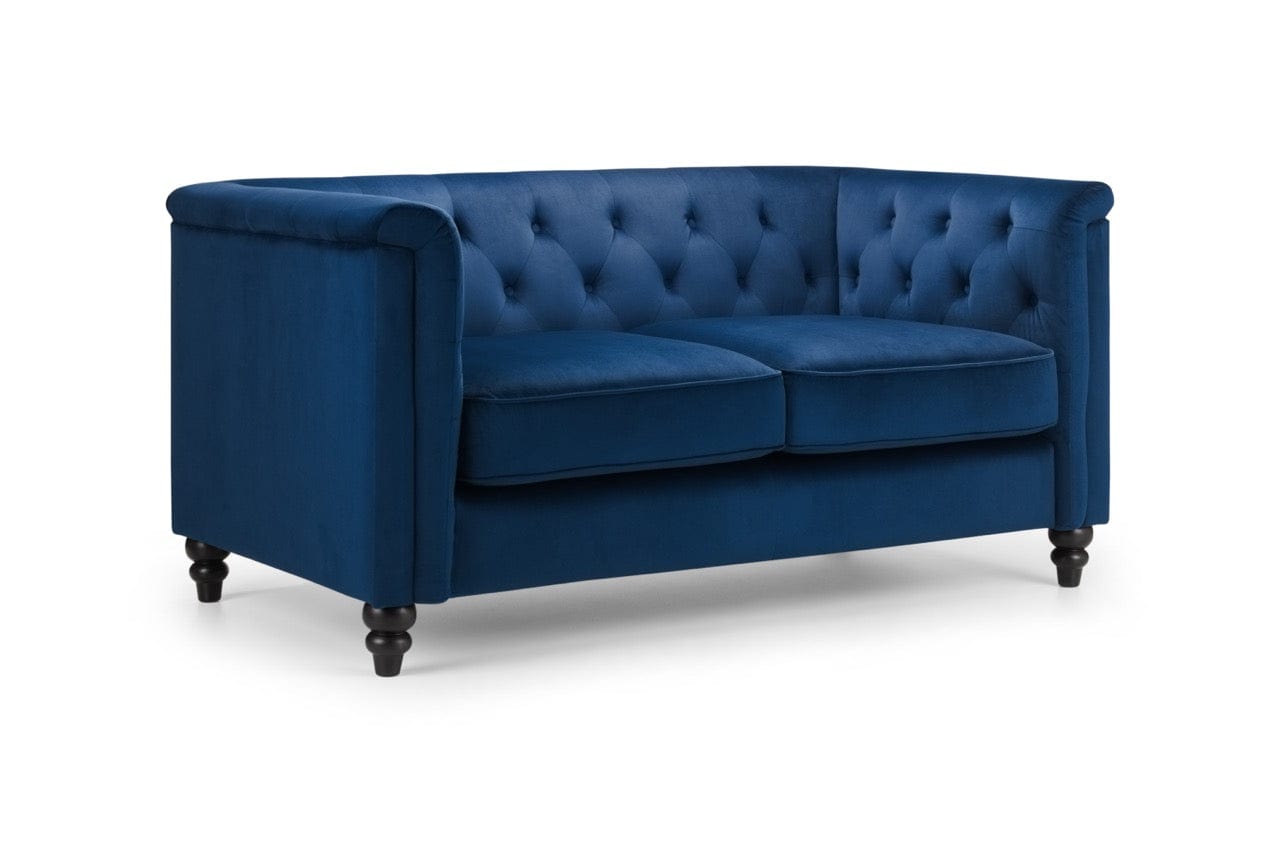 Julian Bowen Sofa Sandringham 2 Seater Sofa - Blue Velvet Bed Kings