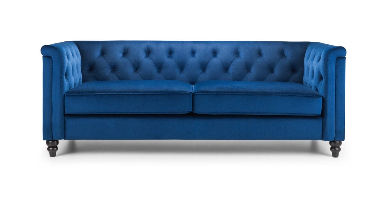 Julian Bowen Sofa Sandringham 3 Seater Sofa - Blue Velvet Bed Kings