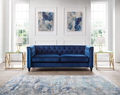 Julian Bowen Sofa Sandringham 3 Seater Sofa - Blue Velvet Bed Kings