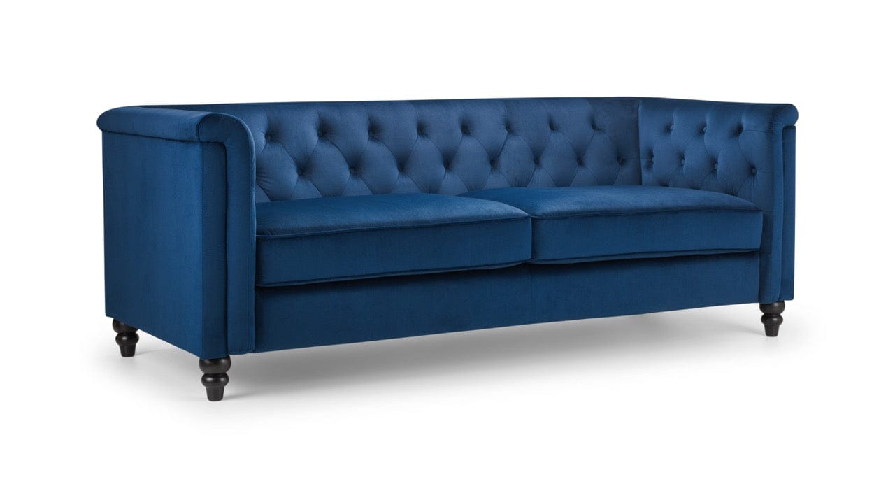 Julian Bowen Sofa Sandringham 3 Seater Sofa - Blue Velvet Bed Kings