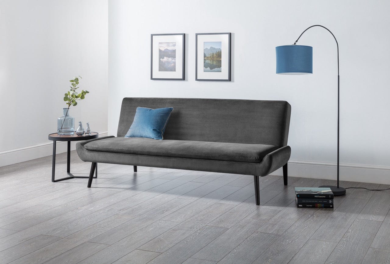 Julian Bowen Sofabeds Gaudi Curled Base Sofabed - Grey Velvet Bed Kings