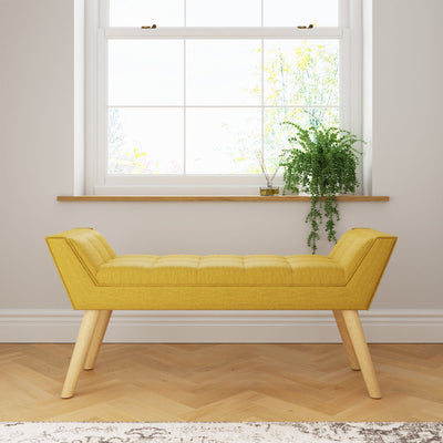 Milan Upholstered Bench Mustard – GFW, view 4