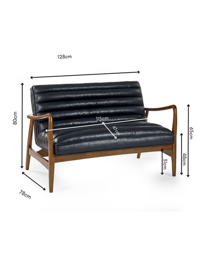 Marshall 2 Seater Sofa - Black Faux Leather – Julian Bowen, view 11