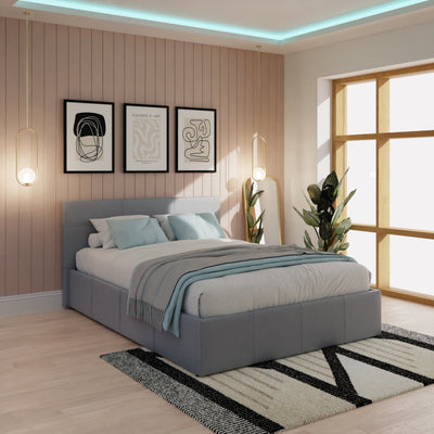 Side Lift Ottoman Bed Grey Leather – GFW, view 2
