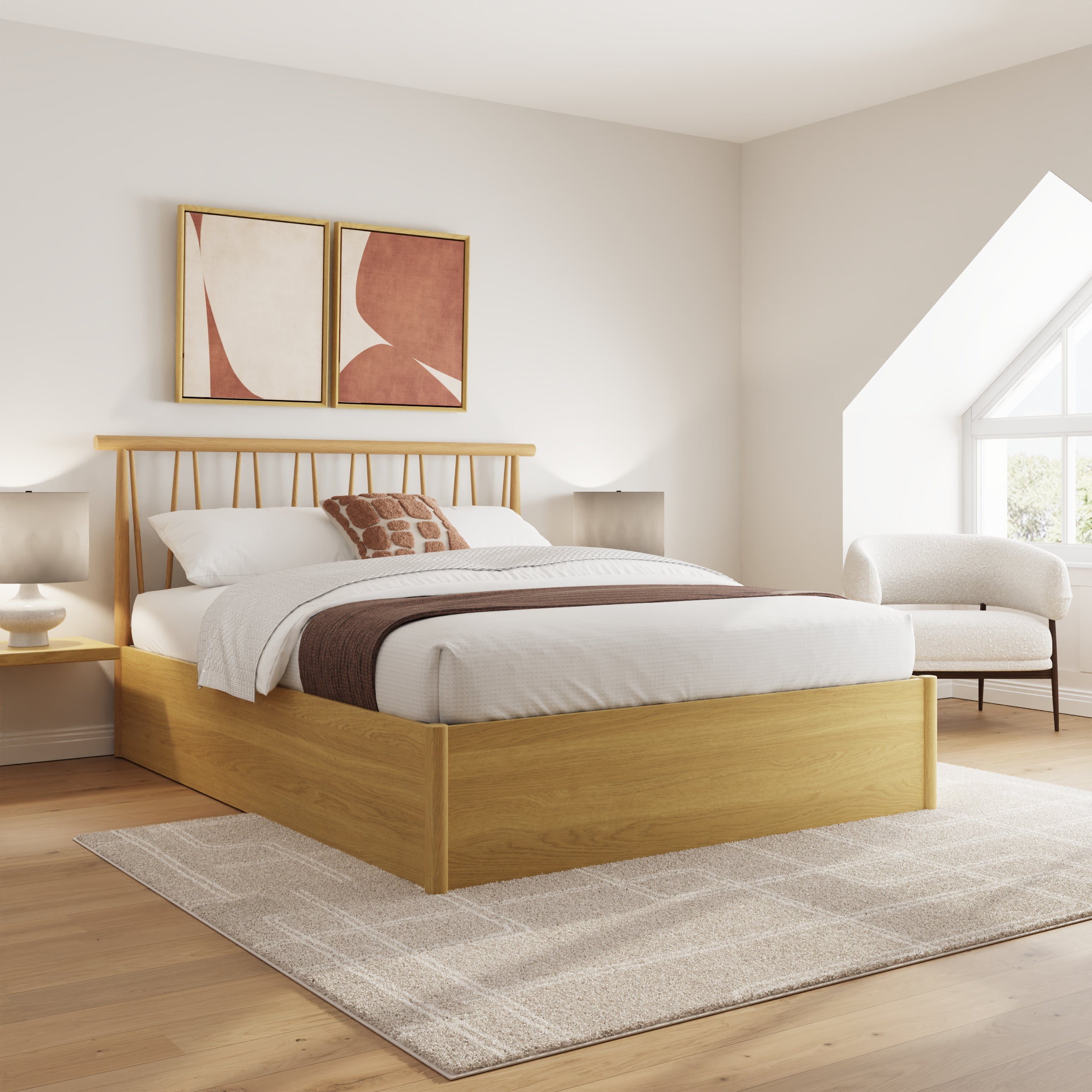 Fusum Spindle Ottoman Bed - Oak – GFW, view 15