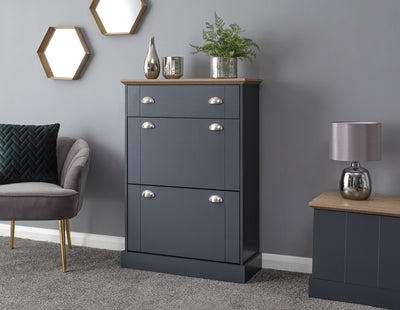 Kendal Deluxe Shoe Cabinet Slate Blue – GFW