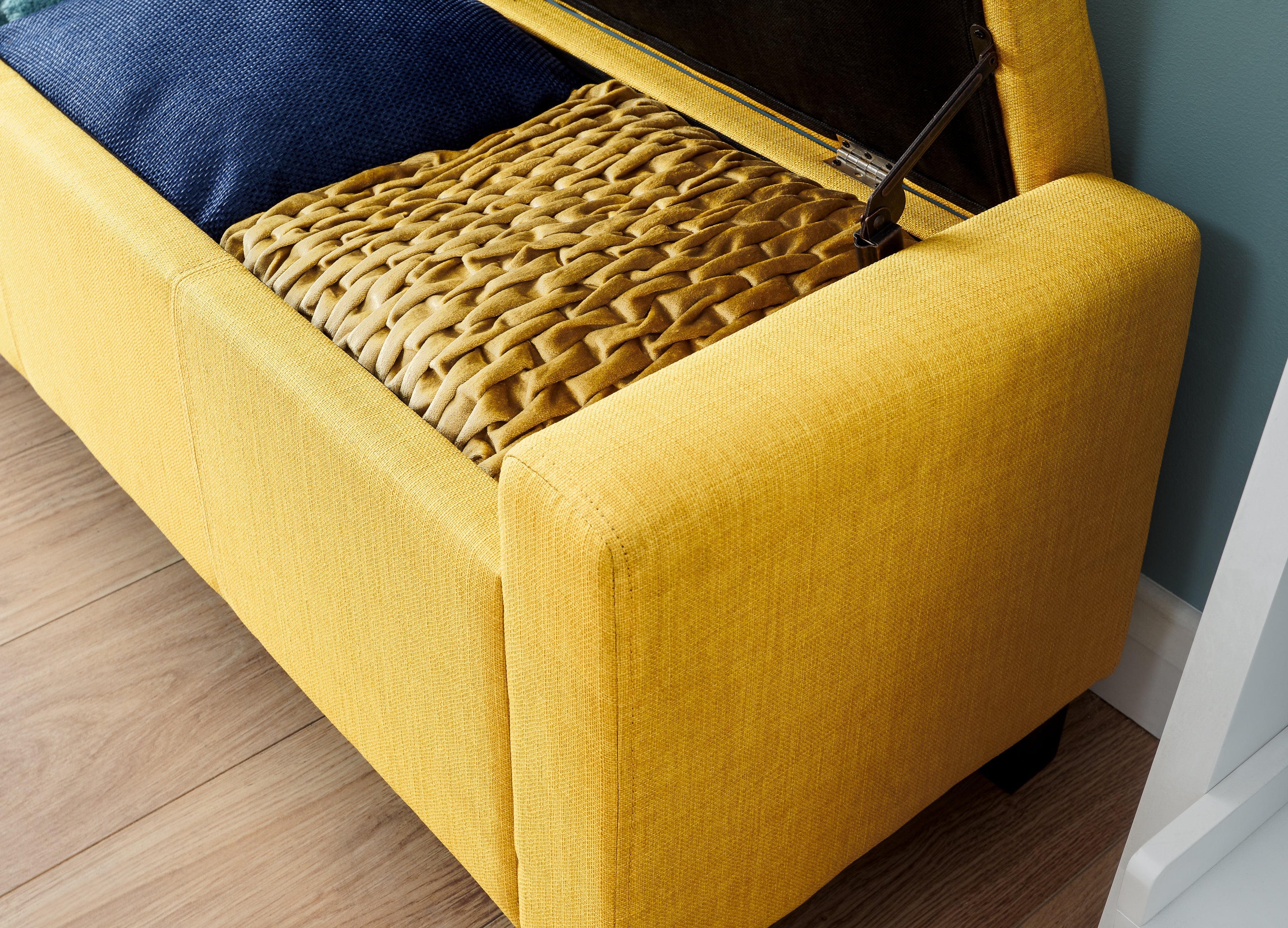 Verona Ottoman Bench Mustard Fabric – GFW, view 6