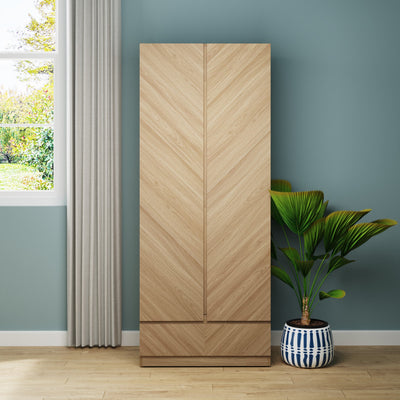Catania 2 Door 1 Drawer Wardrobe Euro Oak – GFW, view 2