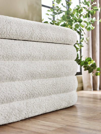 Hailey Ivory Boucle Upholstered Ottoman Storage Bench – Julian Bowen, view 12