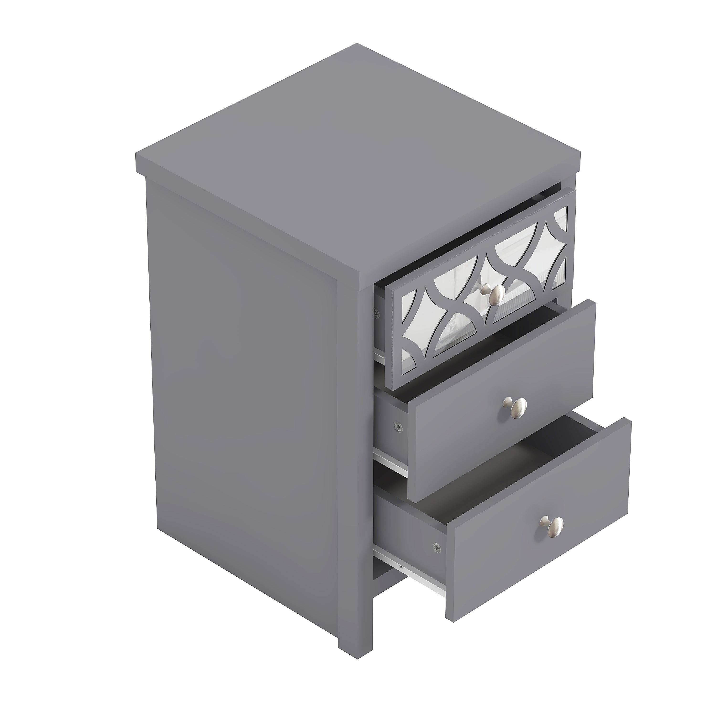 Arianna 3 Drawer Bedside Table – Cool Grey