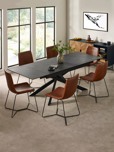 Joren Tan Brown PU Leather Dining Chairs (Set of 2) – Julian Bowen, view 2