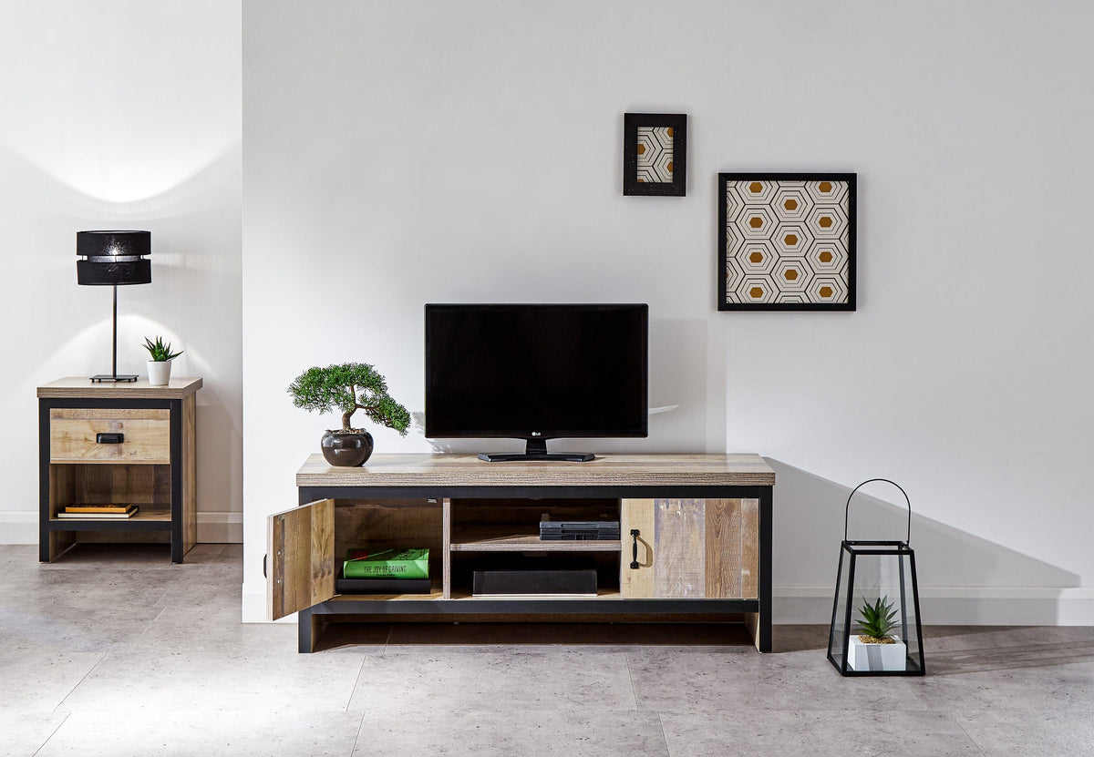 GFW TV Unit Discontinued - Boston 2 Door TV Unit Oak
