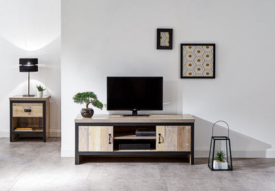 GFW TV Unit Discontinued - Boston 2 Door TV Unit Oak Bed Kings