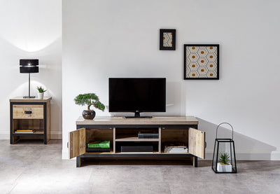 GFW TV Unit Discontinued - Boston 2 Door TV Unit Oak Bed Kings