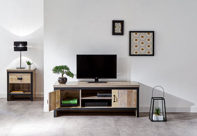 GFW TV Unit Discontinued - Boston 2 Door TV Unit Oak Bed Kings