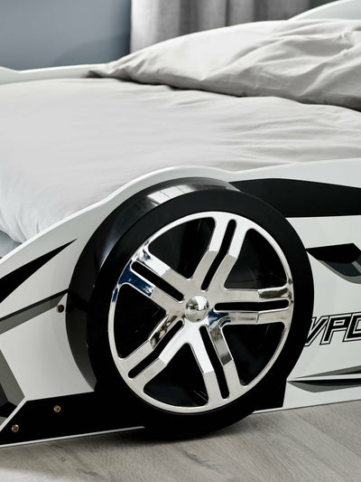 Storm White and Grey High Gloss 90cm Single Race Car Bed – Julian Bowen, view 9