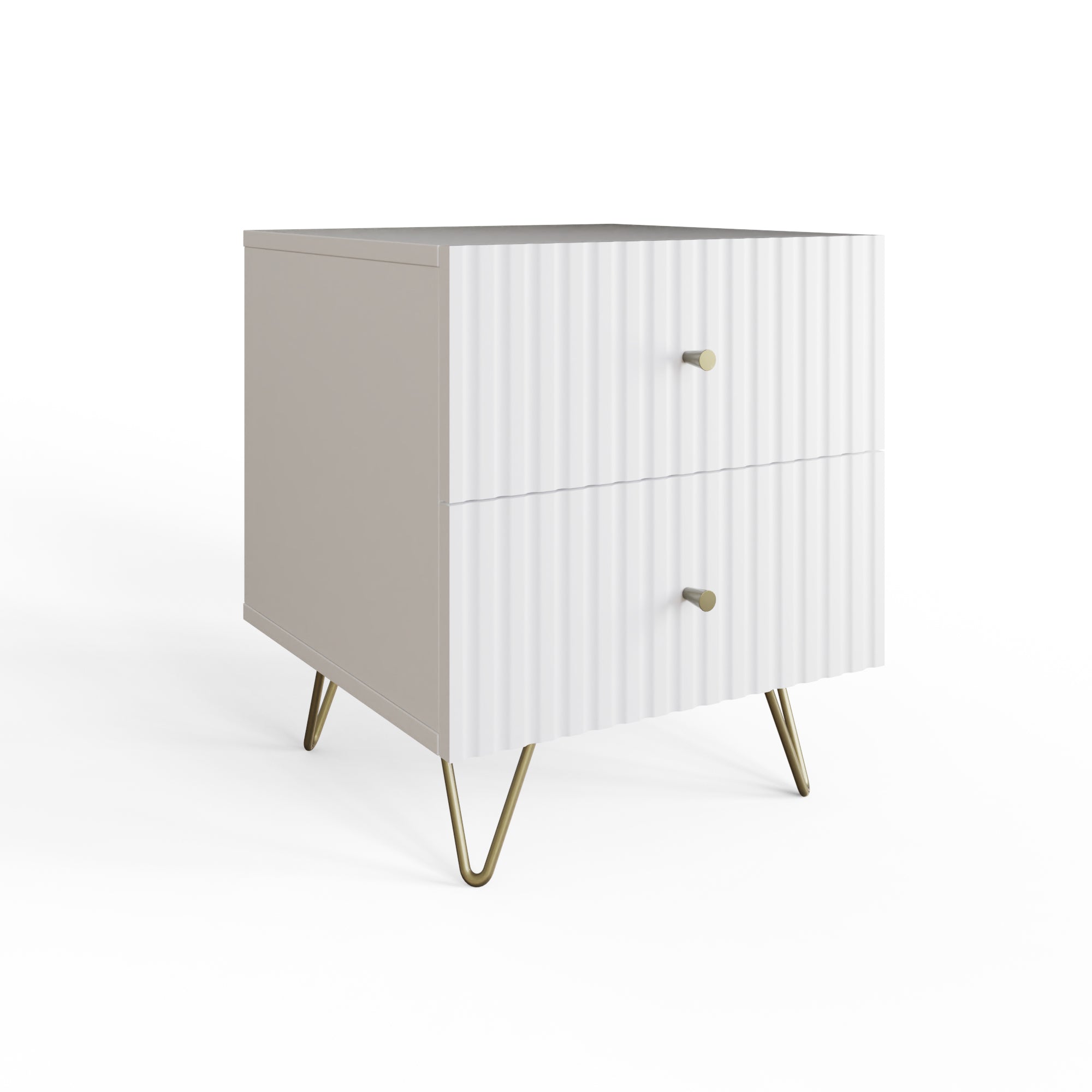 Thalia 2 Drawer Bedside Table – White