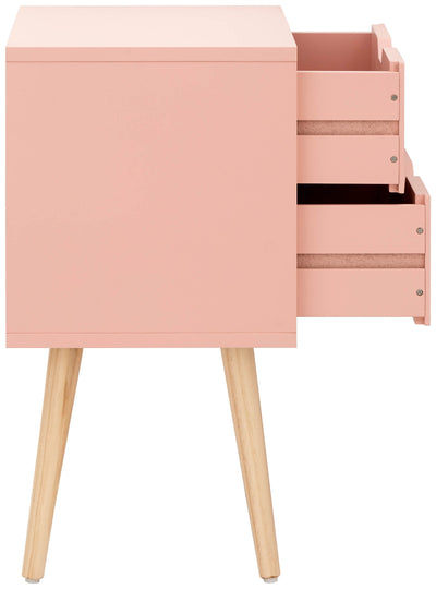 Nyborg Single 2 Drawer Bedside – Coral Pink