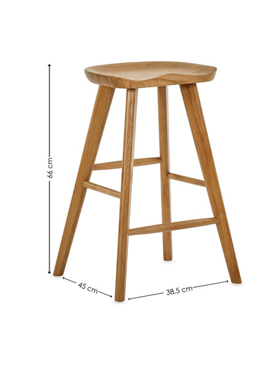Mulu Natural Solid Oak Bar Stool – Julian Bowen, view 8