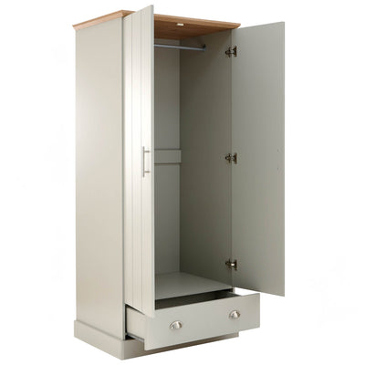Kendal 2 Door 1 Drawer Wardrobe Grey – GFW, view 6