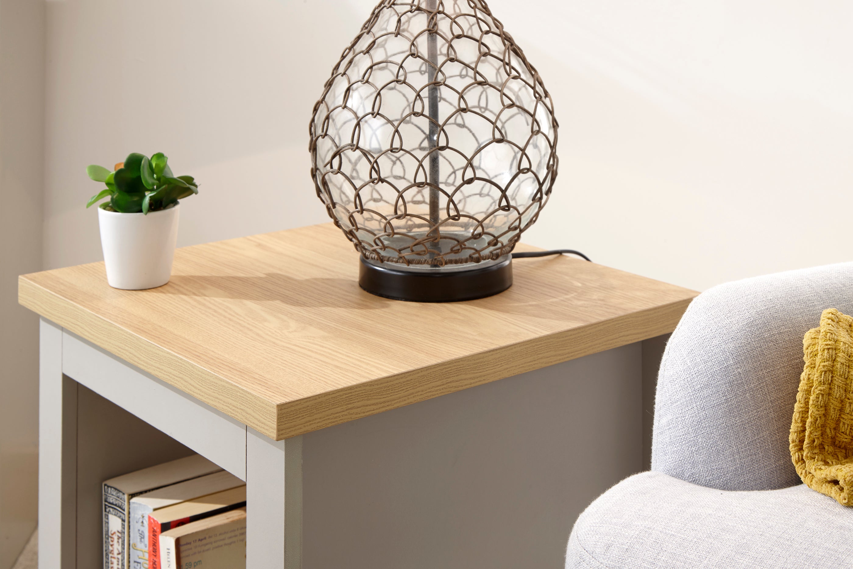 Lancaster Side Table With Shelf Grey – GFW, view 5