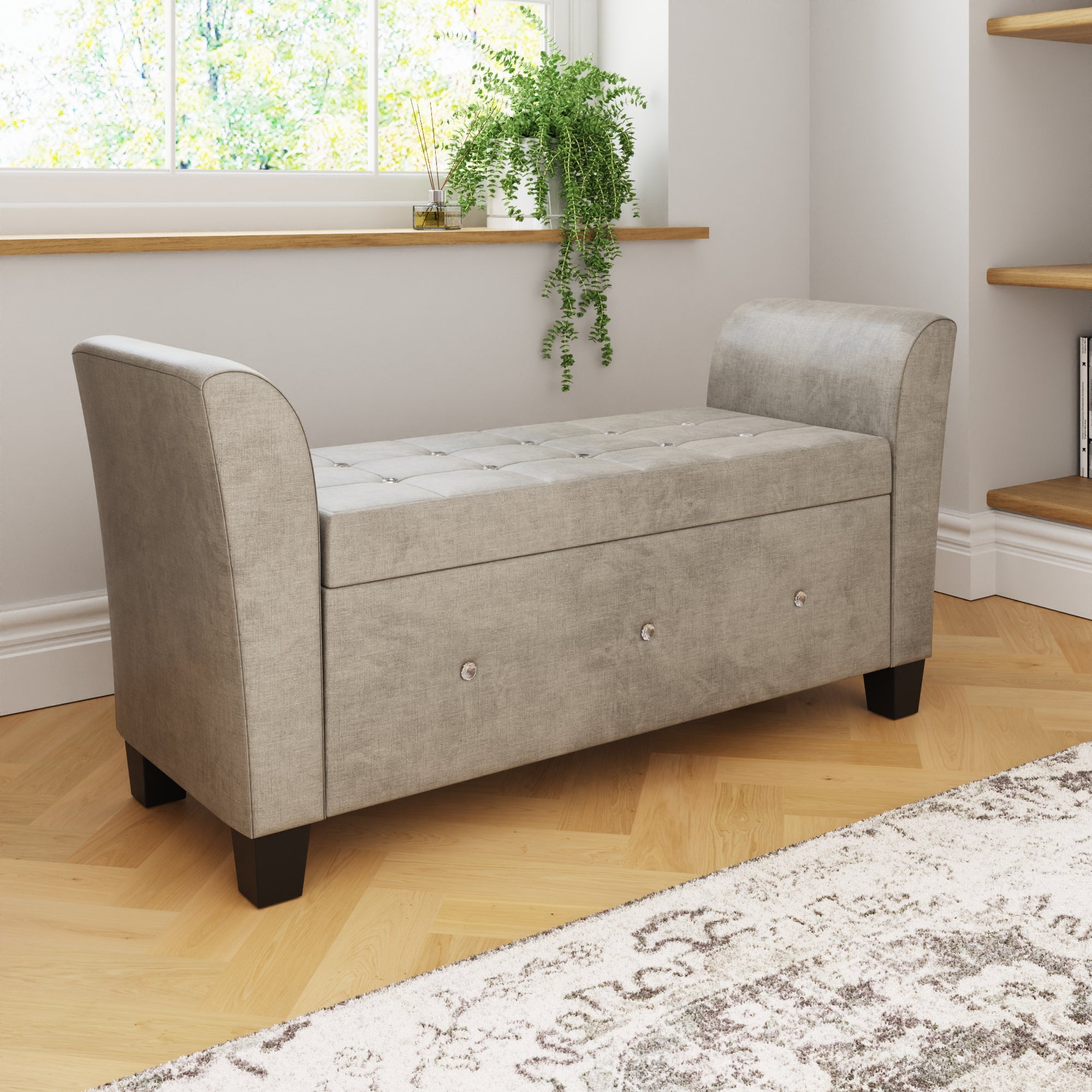 Verona Diamante Window Seat Silver Chenille – GFW, view 5