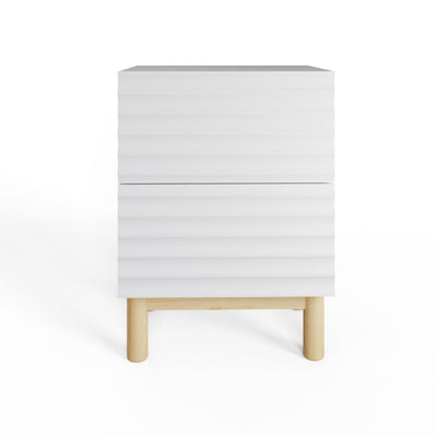 Karla Ribbed 2 Drawer Bedside – White
