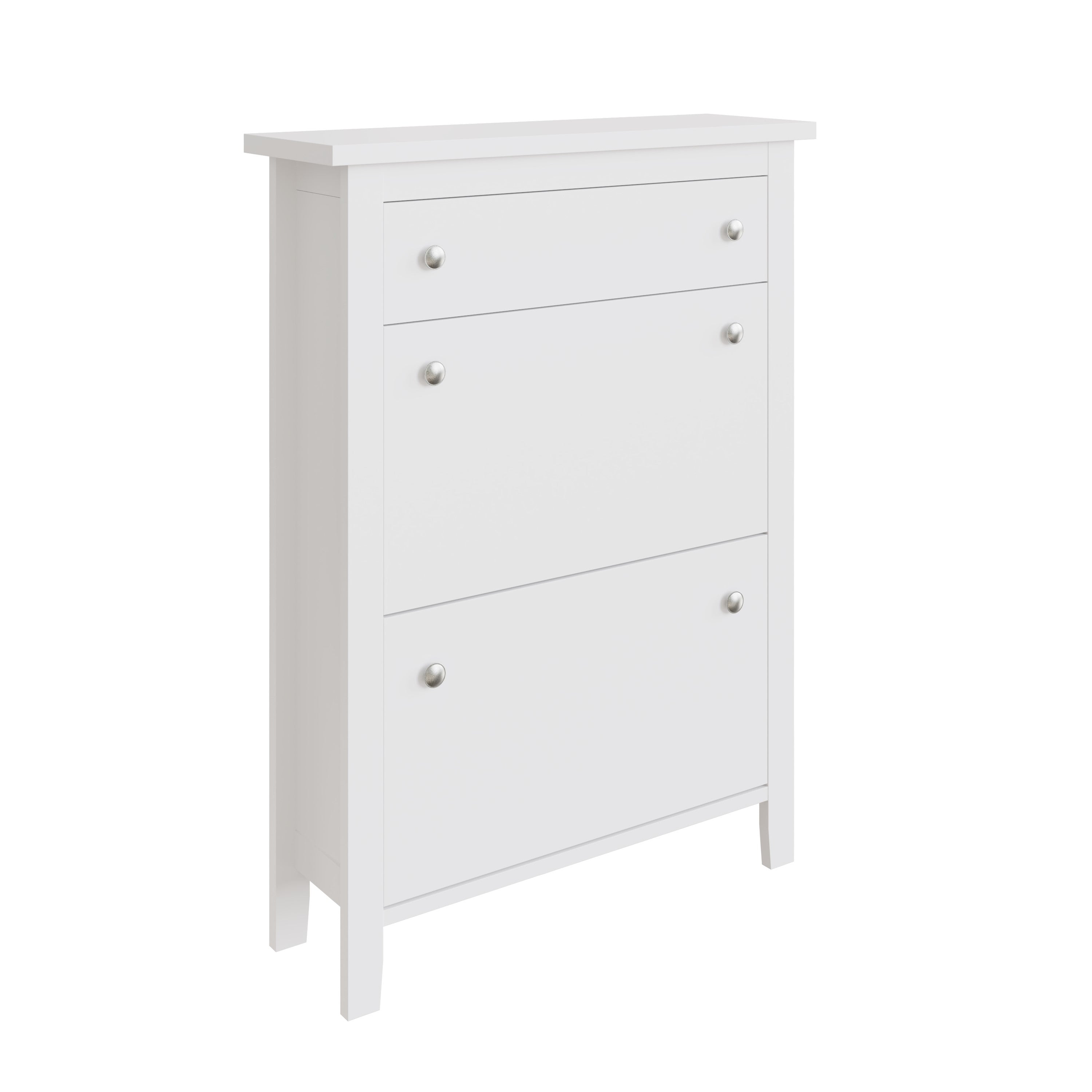 Deluxe Two Tier Shoe Cabinet – White