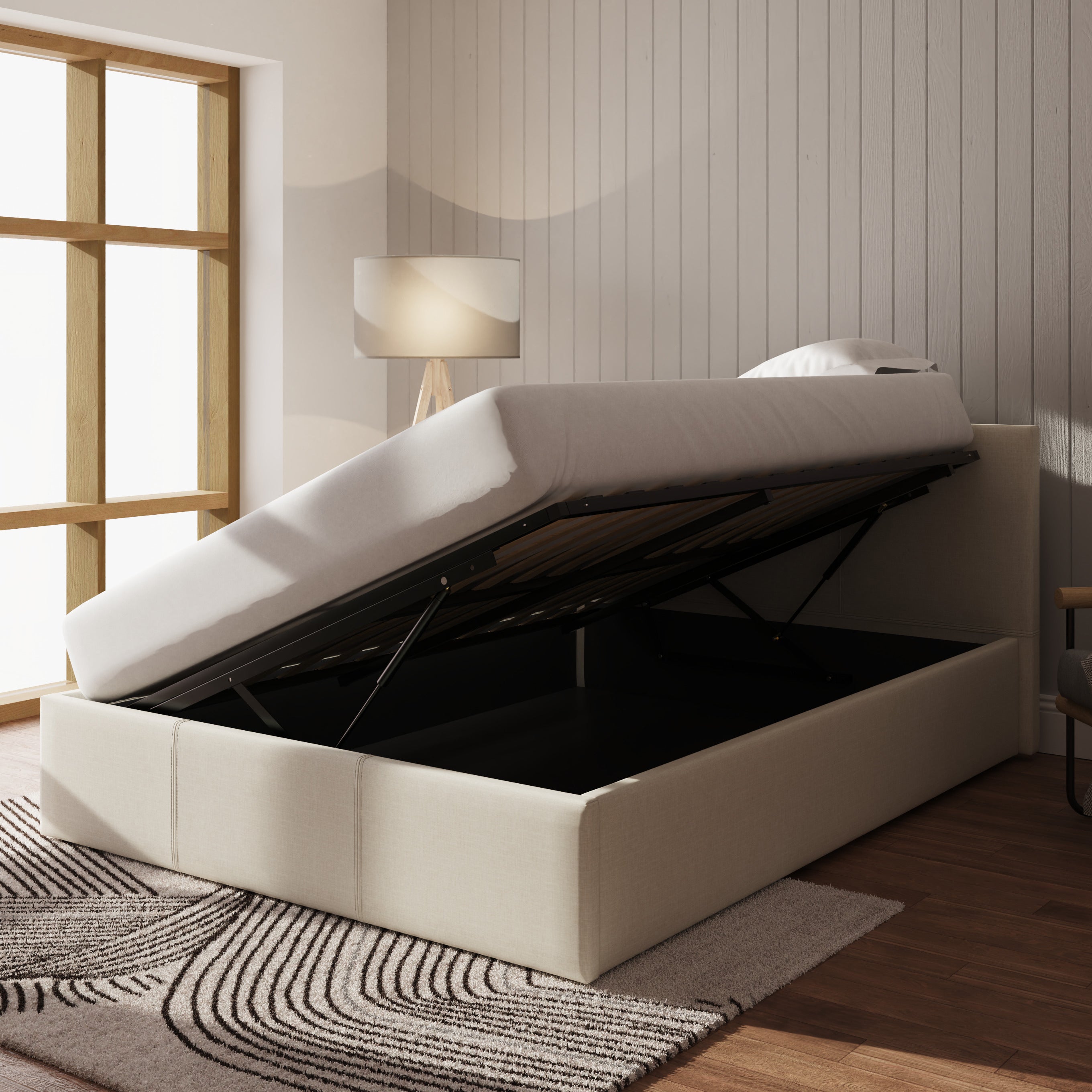 Side Lift Ottoman Bed Natural – GFW, view 10