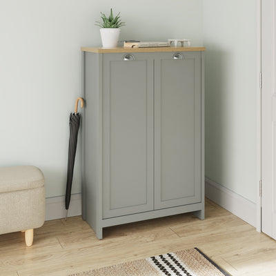 Lancaster 2 Door Shoe Cabinet Grey – GFW, view 2
