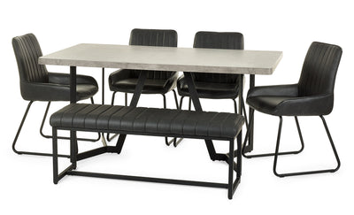 Miller Concrete Effect Dining Table, Soho Bench & 4 Soho Chairs