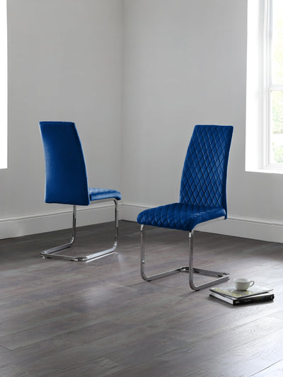 Calabria Velvet Cantilever Chairs - Blue (Set Of 4) – Julian Bowen, view 5