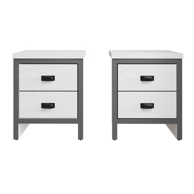 Boston 2 Drawer Bedside Table Pair White – GFW, view 4