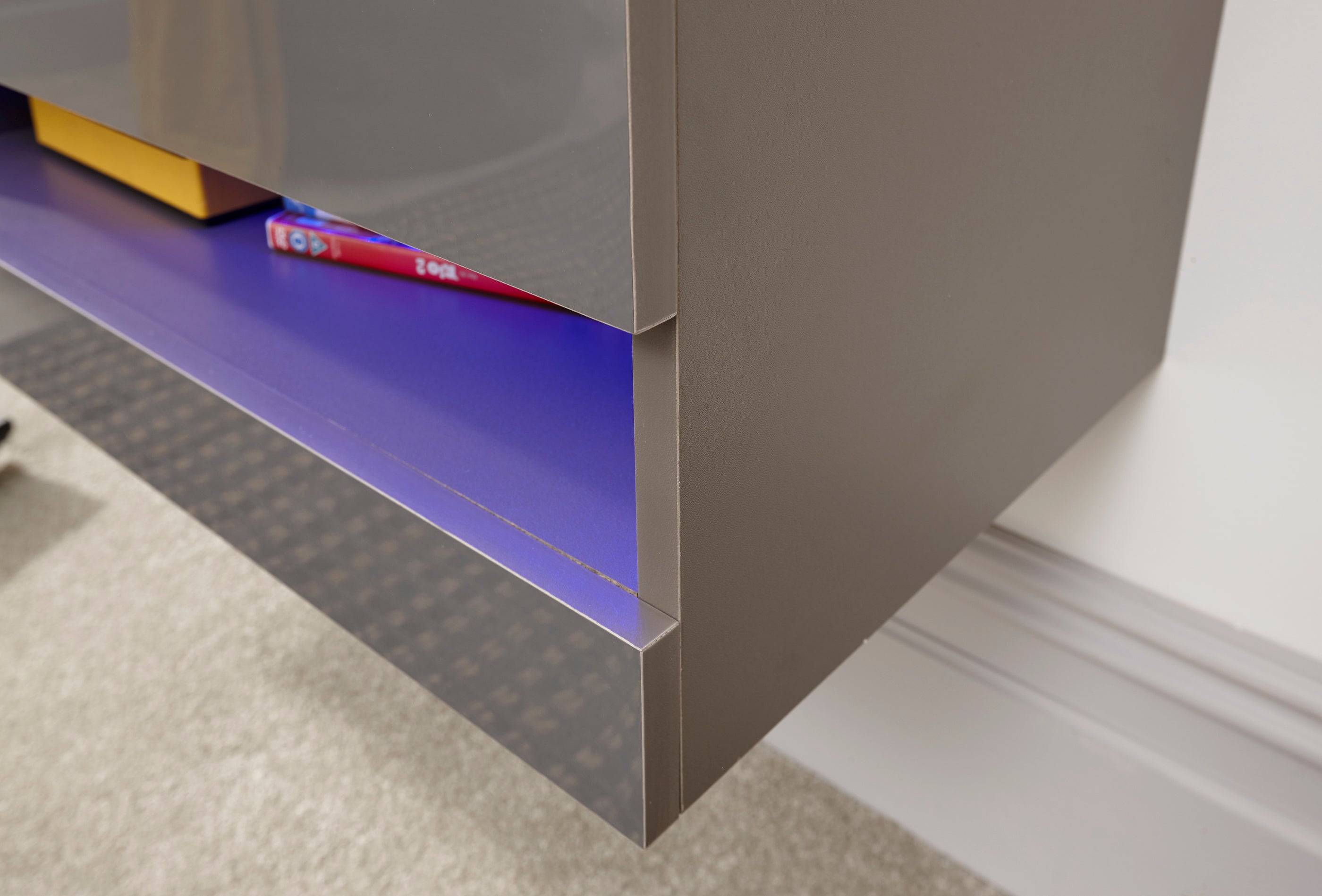 Galicia 120Cm Wall TV Unit With Led Grey – GFW, view 5