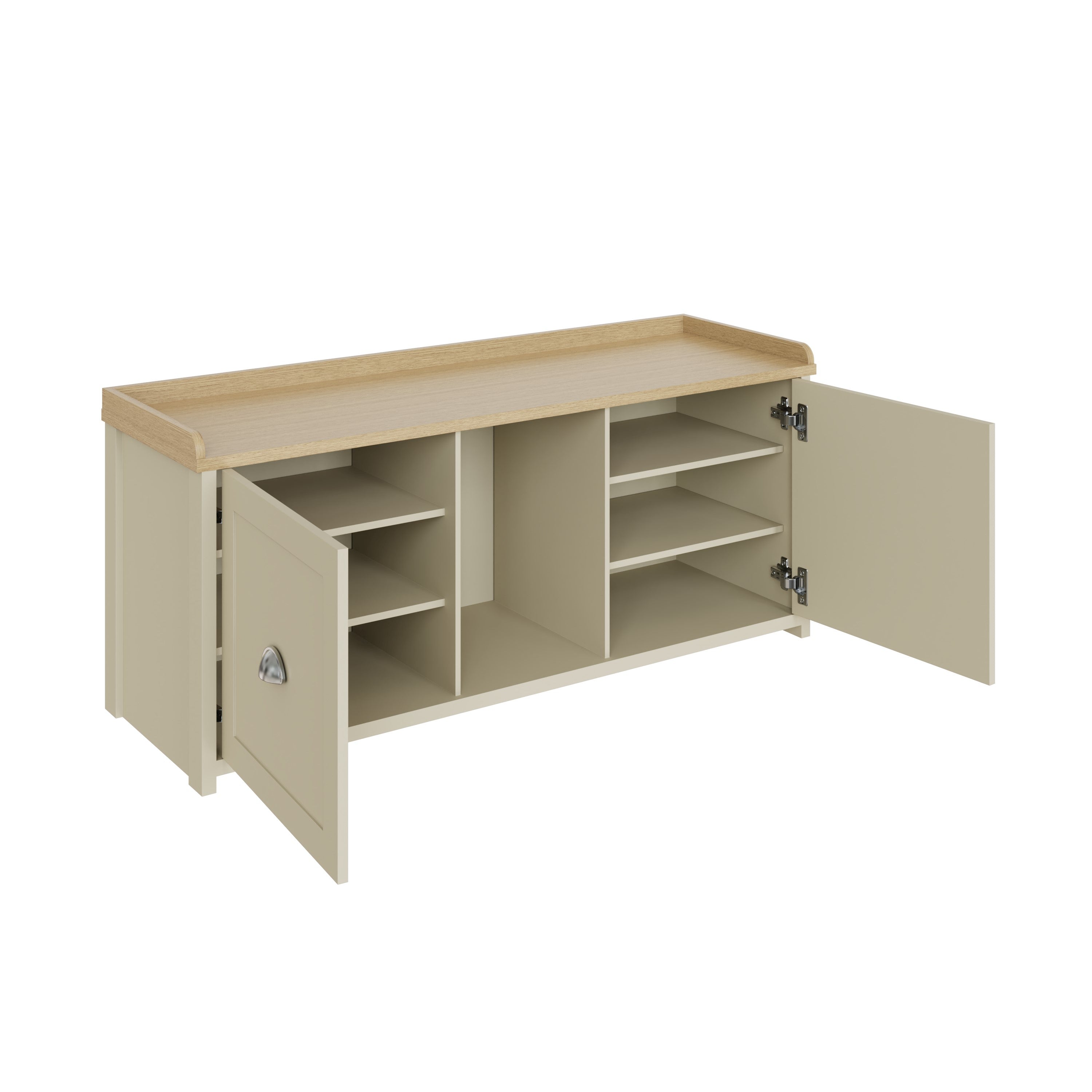 Lancaster 2 Door Shoe Bench Cream – GFW, view 4