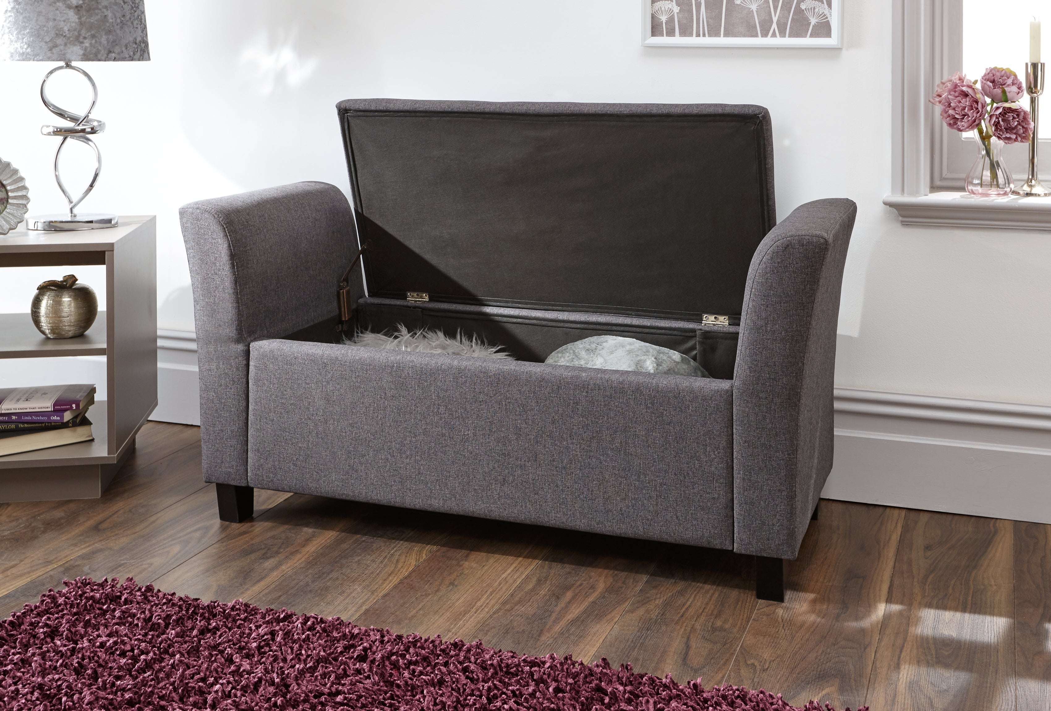 Verona Window Seat Charcoal Fabric – GFW, view 3