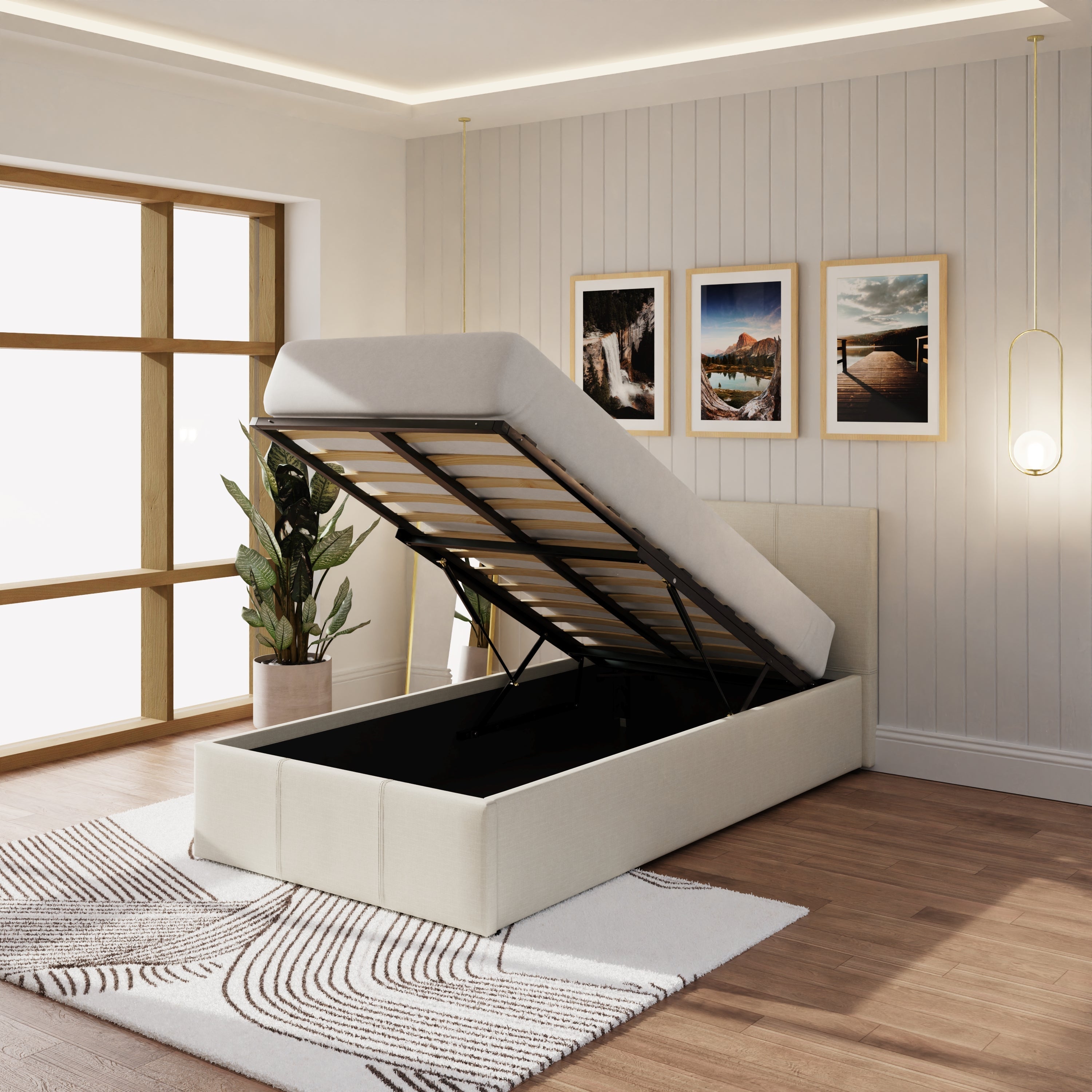 End Lift Ottoman Bed Frame - Natural – GFW, view 3